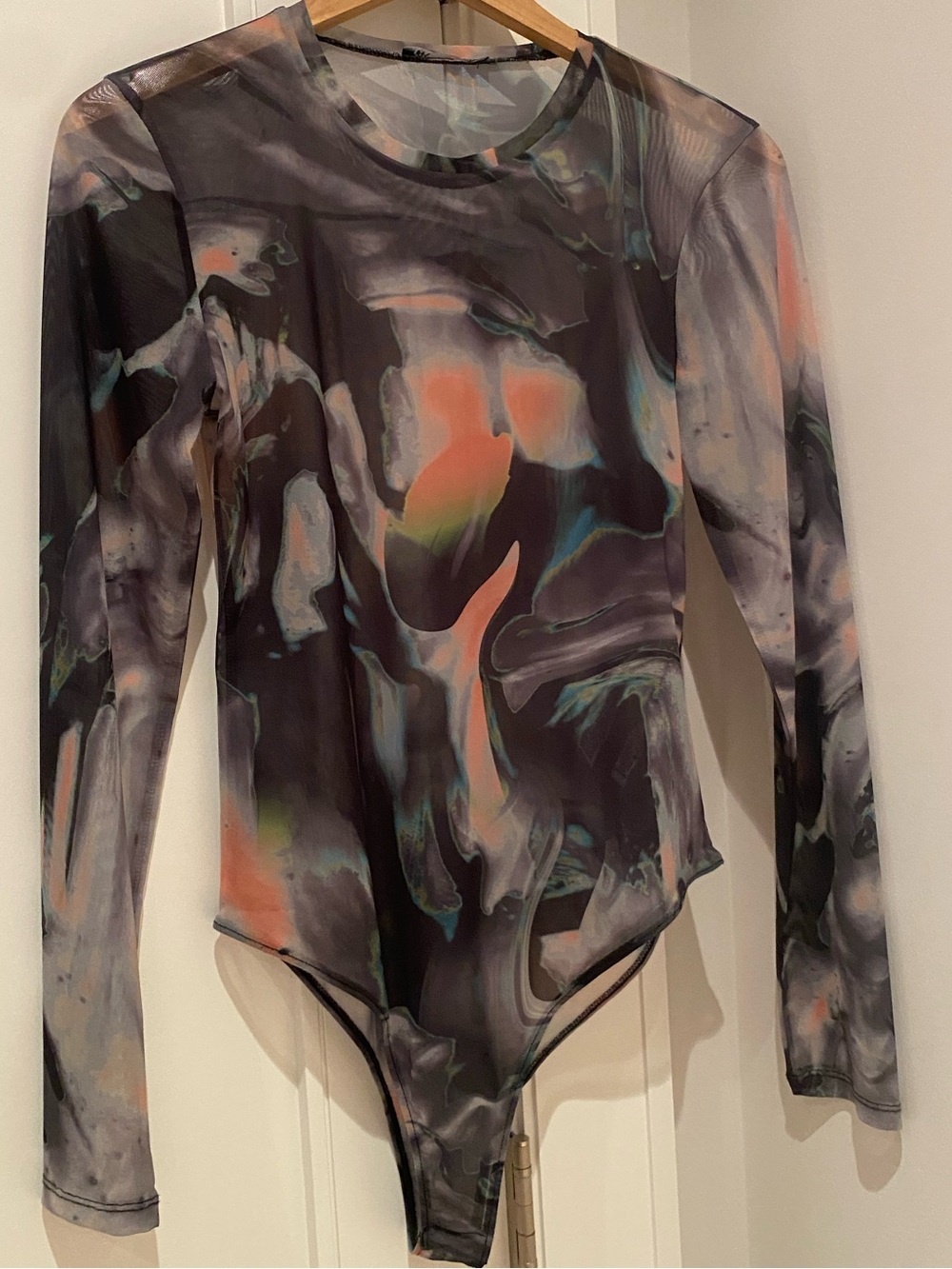 Zara Abstract Print Long-Sleeve Bodysuit - Multicolor